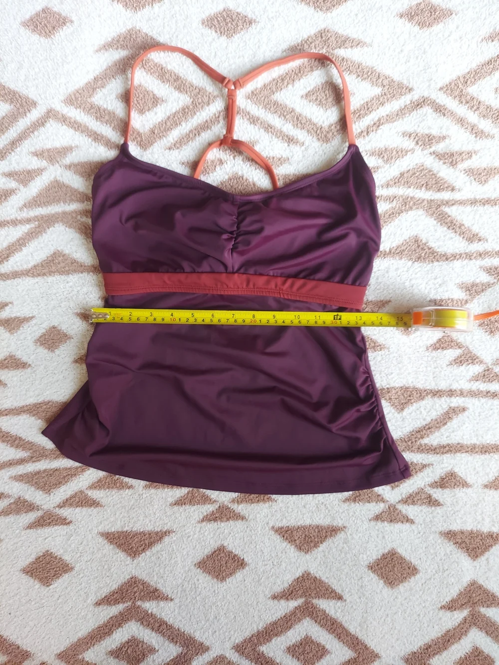 *NEW* Title Nine Tidal RAVE Tankini + High Waisted Bottoms Fig / Coral Color
